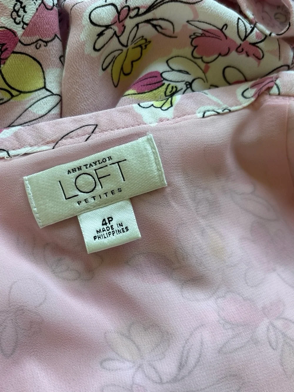 LOFT Pink Floral Y2K Empire Mini Dress 4P - Picture 3 of 7